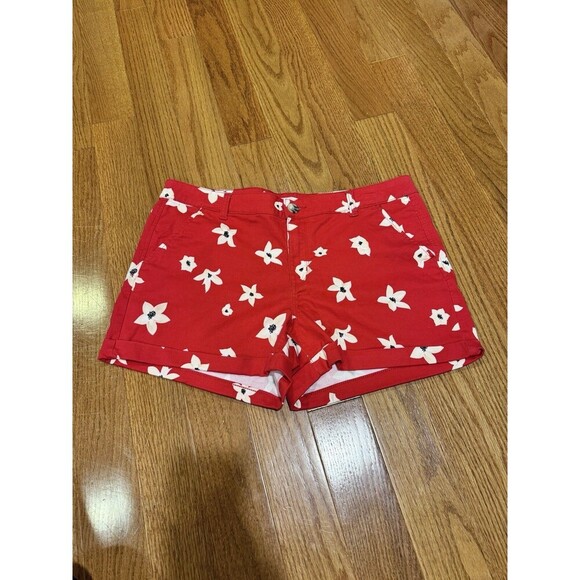 NWT SO Low Rise Favorite Midi Red Floral Juniors Womens Shorts Size 17 - Picture 1 of 5